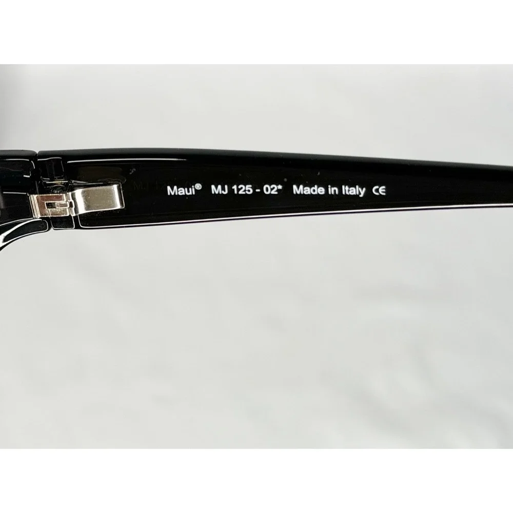 MAUI JIM MALIA MJ 125-02 Gloss Black W/ Grey POLARIZED Oval  SUNGLASSES NEW Case